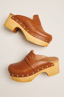 By Anthropologie Studded Loafer Wood-Bottom Clogs | Anthropologie (US)