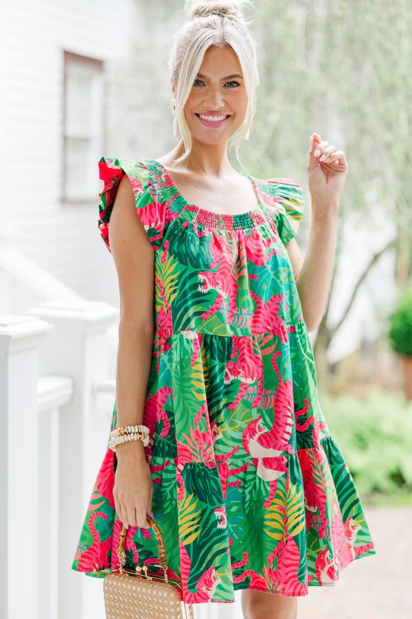 Out In The Wild Green Tropical Dress | The Mint Julep Boutique