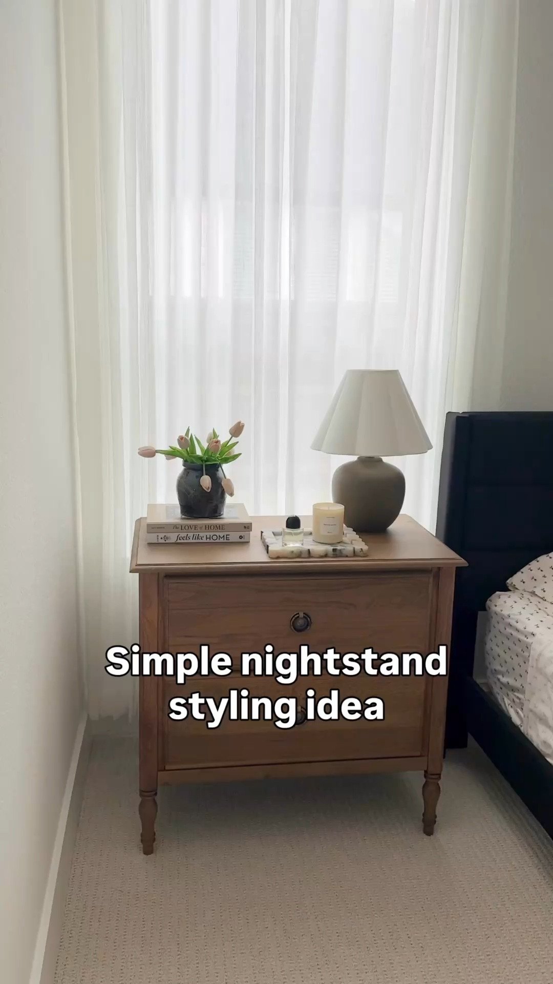 Simple nightstand styling that feels elevated but still easy to recreate 🤍 I love mixing warm wood tones with soft neutrals, a marble tray for texture, and a few everyday pieces like a candle and florals to make the space feel calm and lived in. This is one of my favorite ways to create a cozy bedroom without overdecorating. Organic modern bedroom refresh. Spring florals. Follow me on LTK for daily home decor, Amazon finds, and styling ideas.

#LTKHome #LTKvlog #LTKSaleAlert
