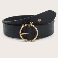 Croc Pattern O-ring Buckle Belt | SHEIN