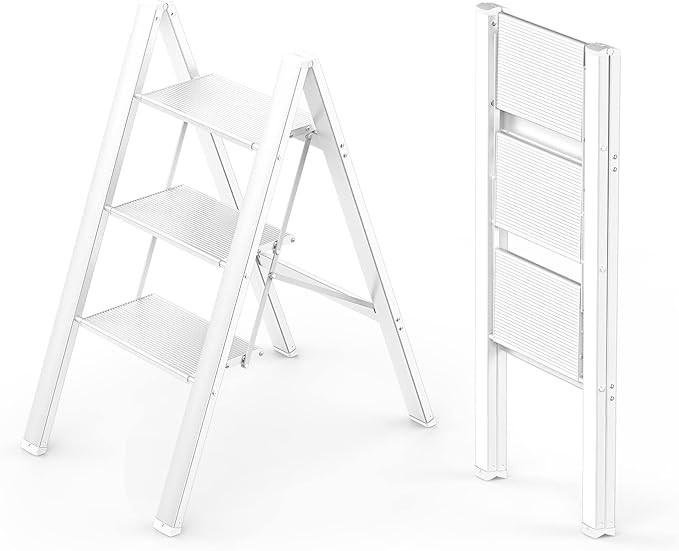 WOA WOA 3 Step Ladder, Folding Stepladder with Anti-Slip Pedal, Lightweight Portable Ladders, Alu... | Amazon (US)