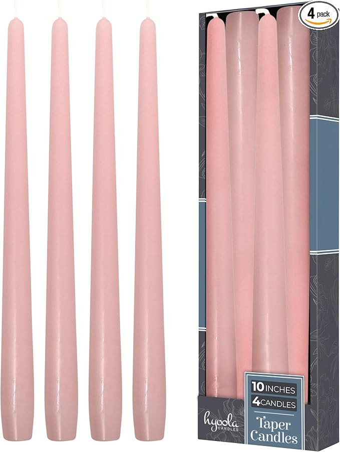 Hyoola Tall Taper Candles - 10 Inch Light Pink Unscented Dripless Taper Candles - 8 Hour Burn Tim... | Amazon (US)