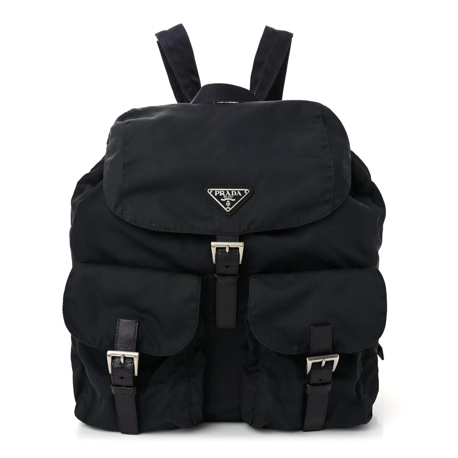 Prada Tessuto Nylon Saffiano Medium Backpack Black | FASHIONPHILE (US)
