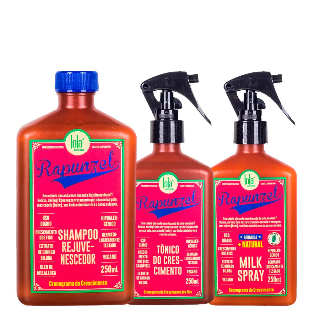 Kit Lola Cosmetics Crescimento  Rapunzel - Shampoo 250 ml + Tônico Capilar De Crescimento 250  m... | Amobeleza (BR)
