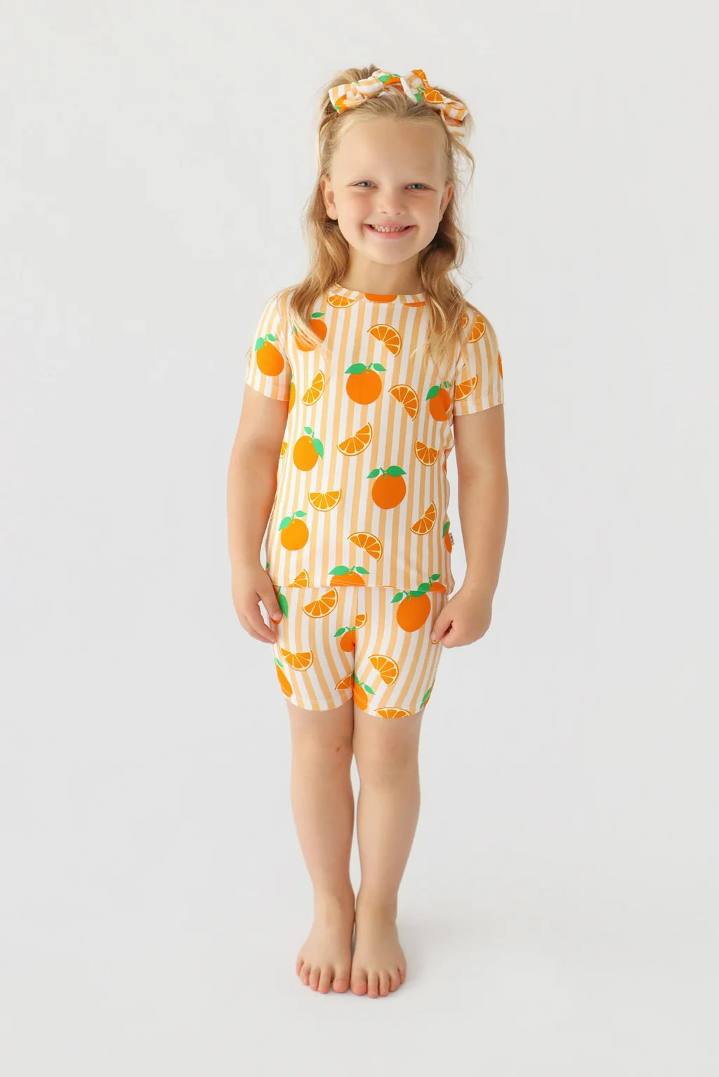 ORANGE BLOSSOM STRIPES DREAM SHORT SET | Dream Big Little