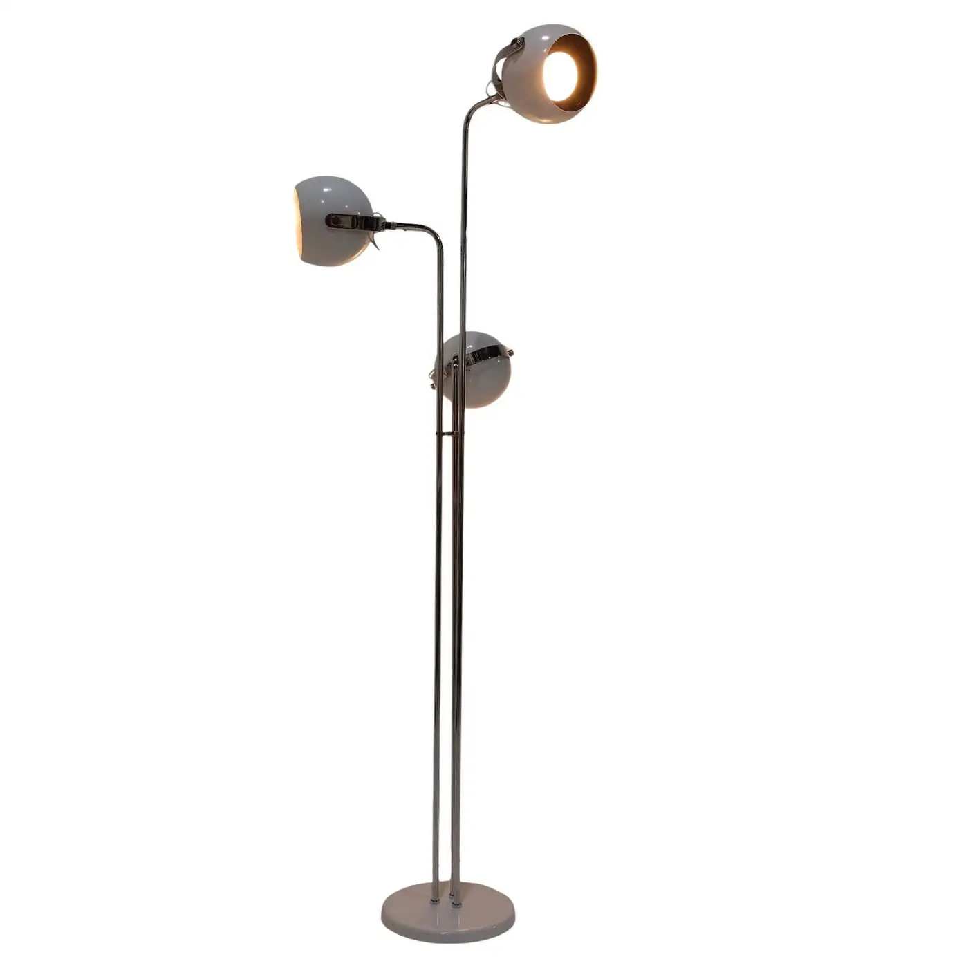 Sonneman 3-Arm Oscillating Floor Lamp in Chrome and White | 1stDibs