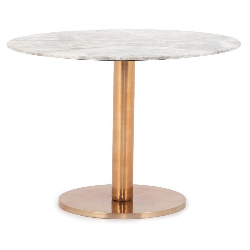 Justine 42"Dia Marble Dining Table, Rose Brass | One Kings Lane
