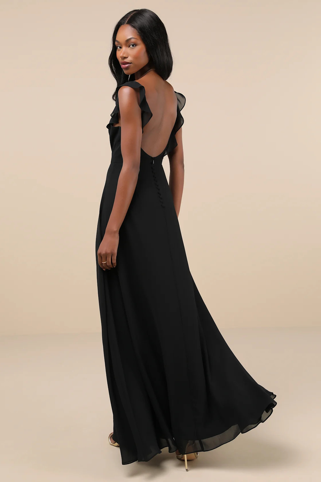 Dreamy Admiration Black Ruffled Maxi Dress | Lulus