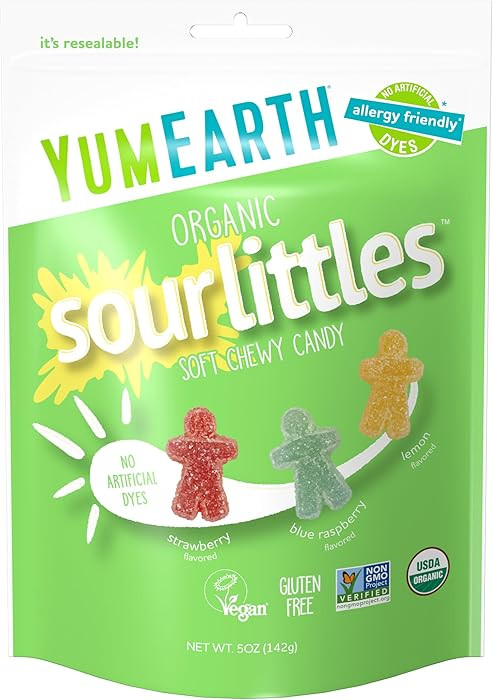 YumEarth Organic Sour Littles Chewy Candy - Allergy Friendly (Top 9 Free), No Artificial Dyes, No... | Amazon (US)