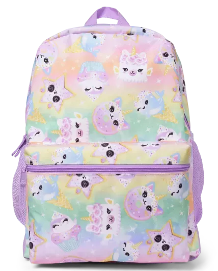 Girls Rainbow Leopard Backpack  The Children's Place - NEON BERRY