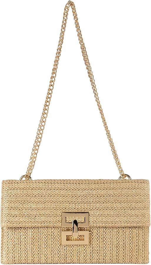 Verdusa Women's Straw Shoulder Bags Woven Clutch Purse Summer Beach Handbags | Amazon (US)