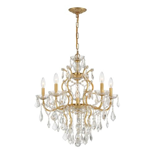 Filmore 6 Light Hand Cut Crystal Antique Gold Chandelier | Amazon (US)