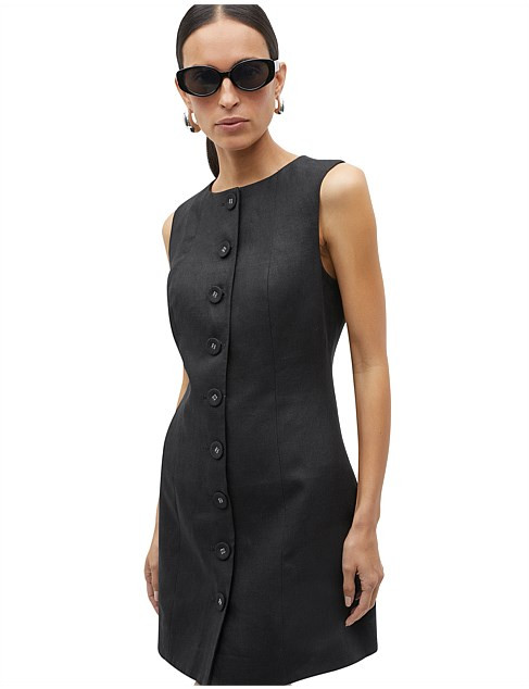 Seed Heritage Linen Button Through Mini Dress | David Jones | David Jones (Australia & New Zealand)