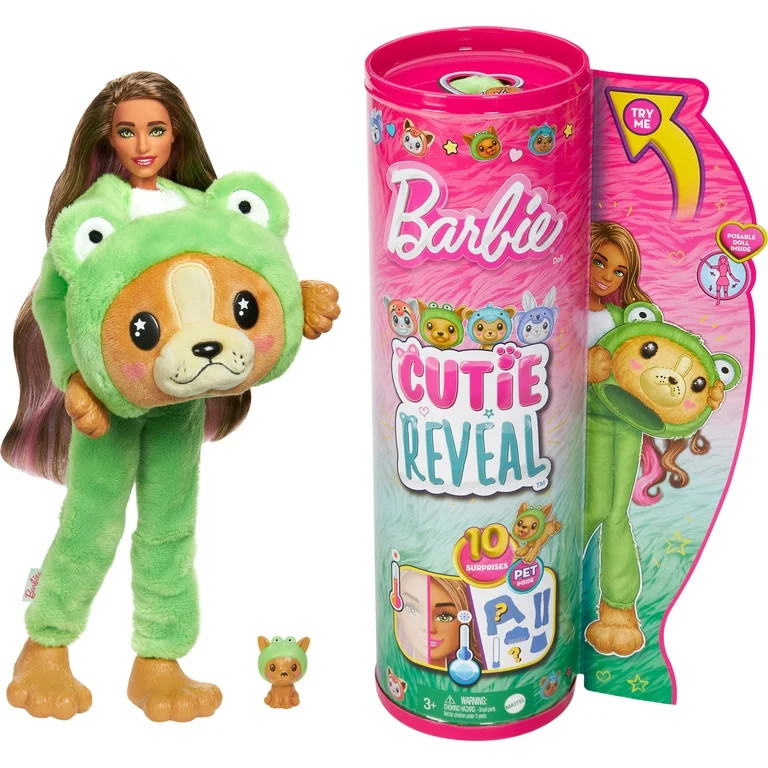 Barbie Cutie Reveal Costume-Themed Series Doll & Accessories with 10 Surprises, Puppy as Frog | Walmart (US)