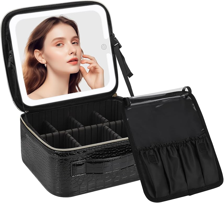 Chomeiu Makeup Bag with LED Mirror, Travel Makeup Case for Women and Makeup Artists Cosmetic Orga... | Amazon (US)