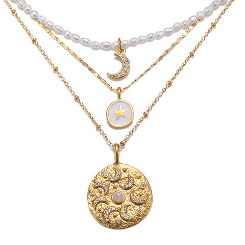 Moon Magic Pearl 3-Layer Talisman Necklace | Sequin