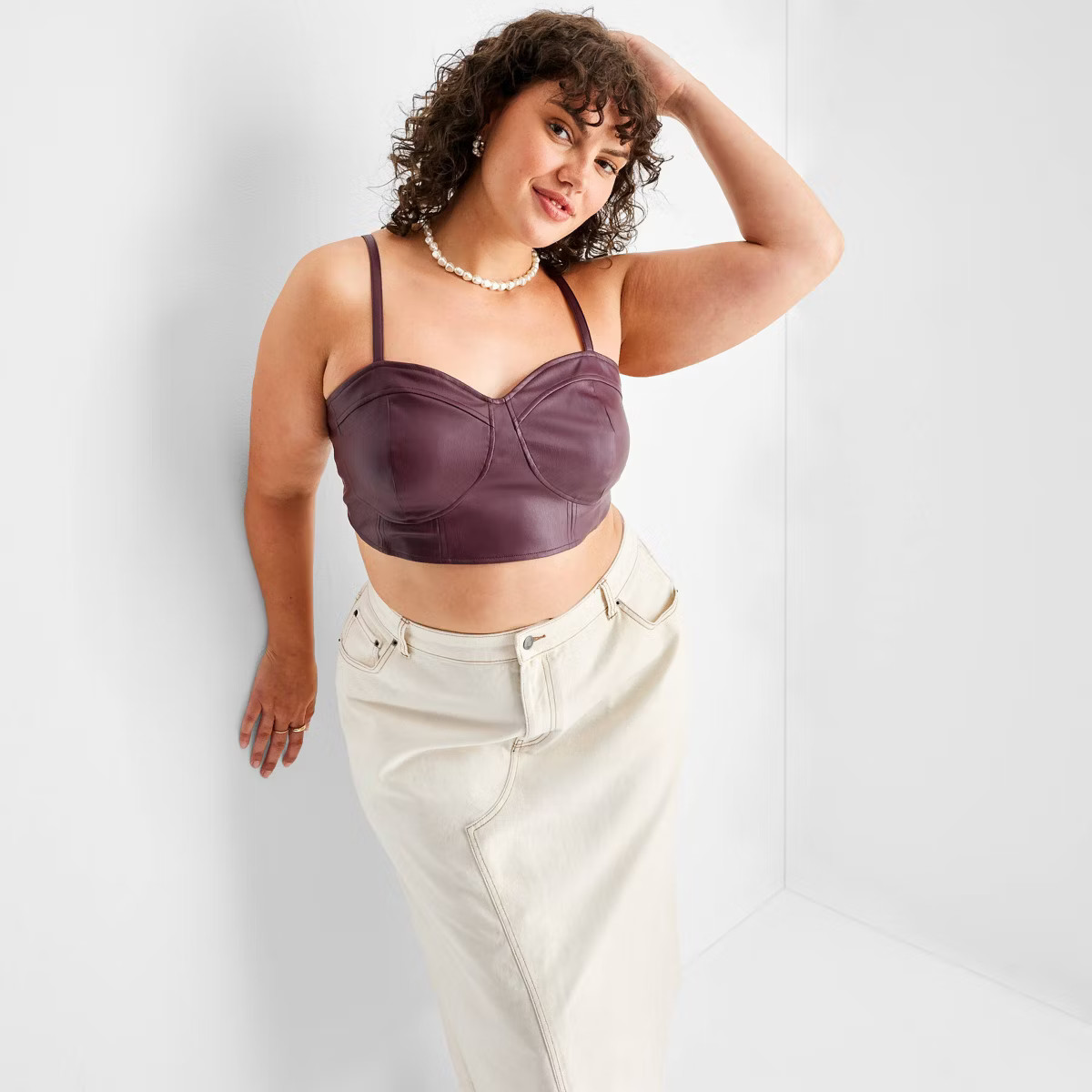 Women's Strappy Faux Leather Tiny Top - Future Collective™ with Reese Blutstein Red | Target