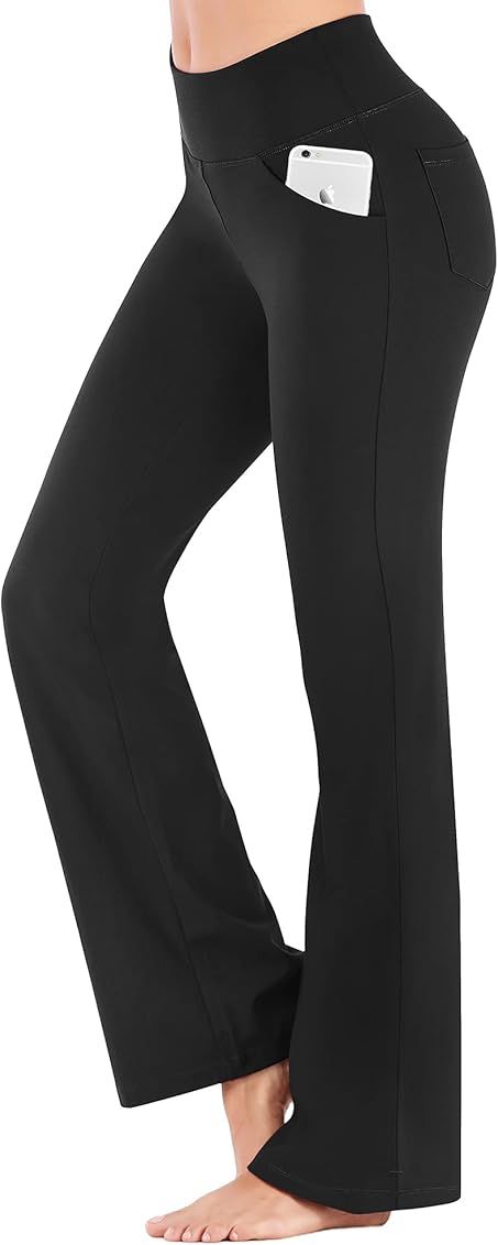 IUGA Bootcut Yoga Pants with Pockets for Women High Waist Workout Bootleg Pants Tummy Control, 4 Poc | Amazon (US)