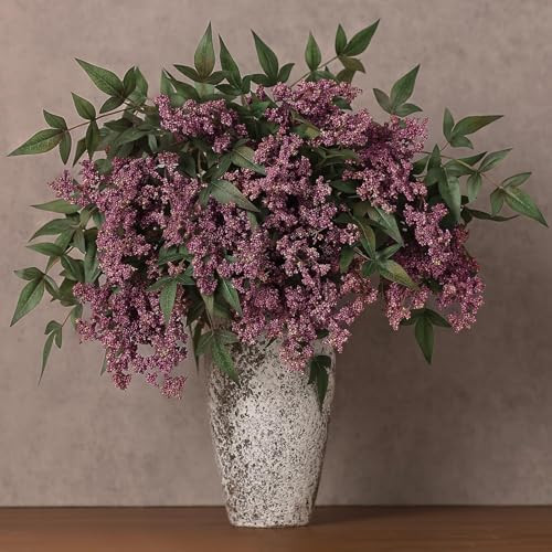 Juxdp 4 Pcs Artificial Nandina Berry Stem for Vase - 36" Realistic Faux Berry Spray, Fake Plant B... | Amazon (US)