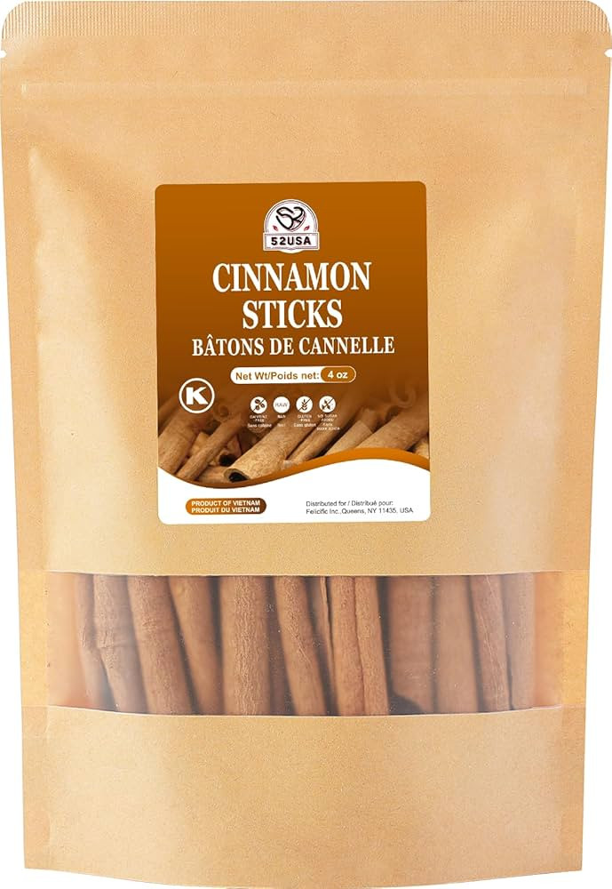 52USA Cinnamon Sticks, Cinnamon 4 oz (113g), Whole Cinnamon Sticks, 100% Raw, Kosher Certified, G... | Amazon (US)