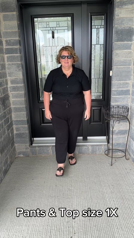 Spanx Air Essentials Jogger Pants, black size 1X. Spanx Ribbed Polo Top, black size 1X. Fits true to size.
#spanx
#joggers
#leisurewear
#styleover50
#casualstyle
#plussize
#petitefashion
#ltkcanada
#ltkover50
#polotop

#LTKStyleTip #LTKOver40 #LTKPlusSize