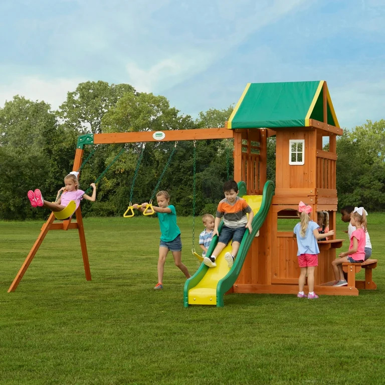 Backyard Discovery Oakmont Cedar Wooden Swing Set with 4 foot dek height. | Walmart (US)