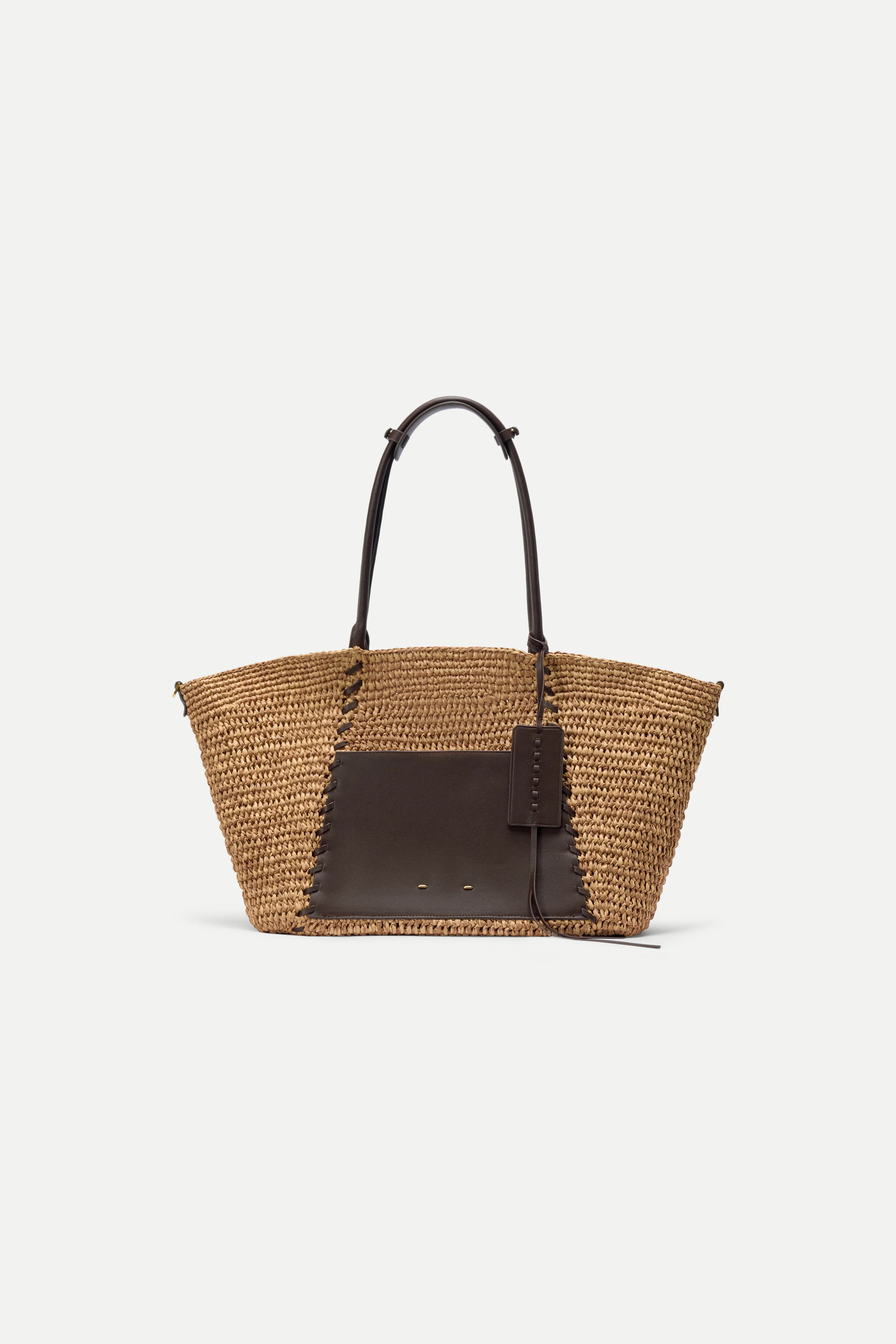 Brera Beach Tote Large Bag with Mirror in Handwoven and Top-Grain Leat | Fabrique