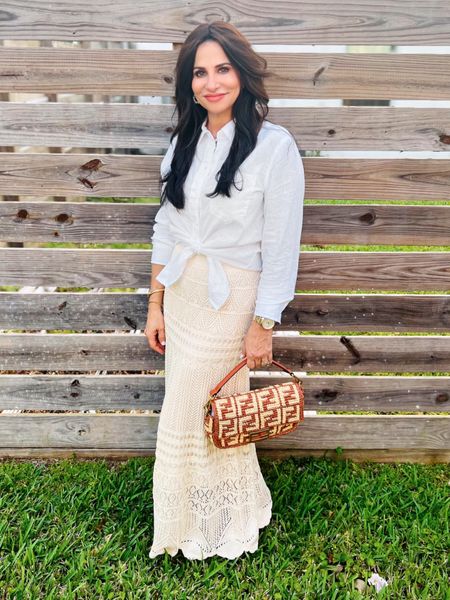 Love this summer friendly outfit . Perfect for a day out , vacation. The crochet shirt has an elastic waist, and is lined . I am wearing a sm. Top is a sm as well . Linen top is a sm . 

#LTKOver40 #LTKFindsUnder50 #LTKStyleTip