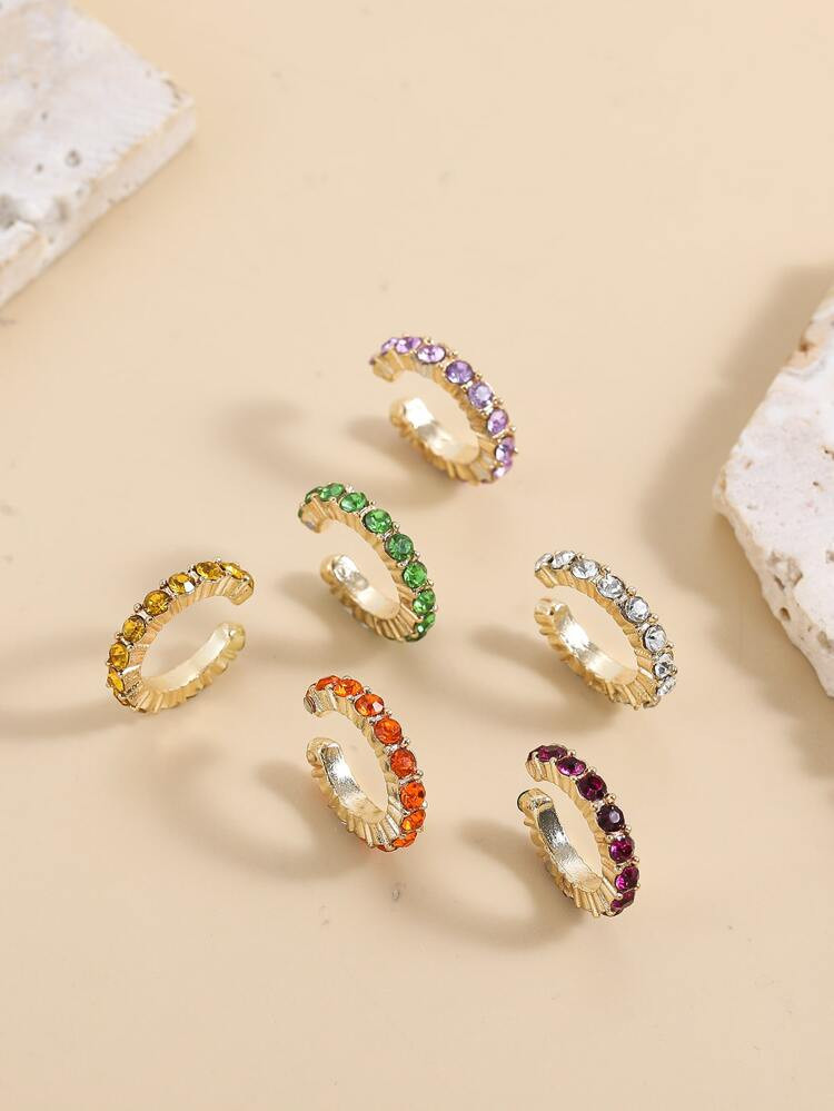 6pcs Cubic Zirconia Decor Ear Cuff | SHEIN