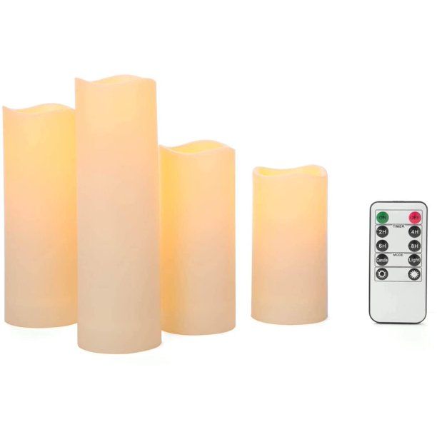 Outdoor Flameless Candles with Timer - Battery Operated, 2 Inch Diameter, Waterproof Ivory Resin,... | Walmart (US)