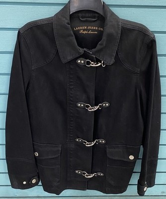 VTG Lauren Jeans Co. Jacket (L ) Black Denim Firemans Clasp Lobster Zip Women’s | eBay US