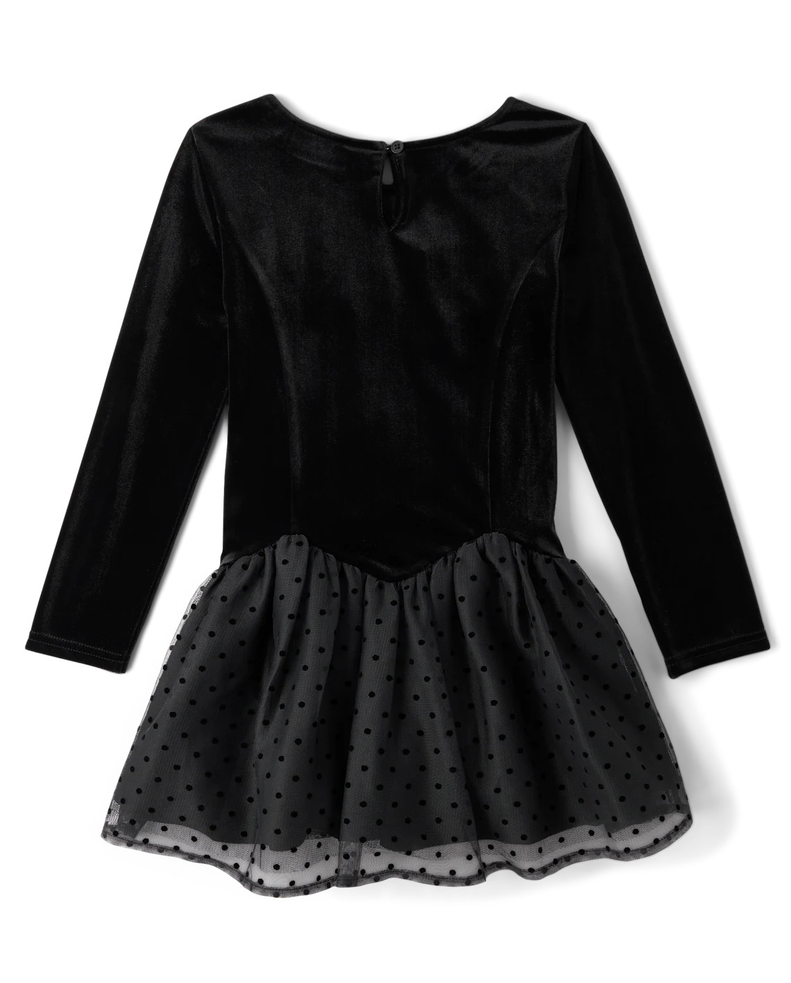 Girls Flocked Polka Dot Drop Waist Tutu Dress - black | The Children's Place