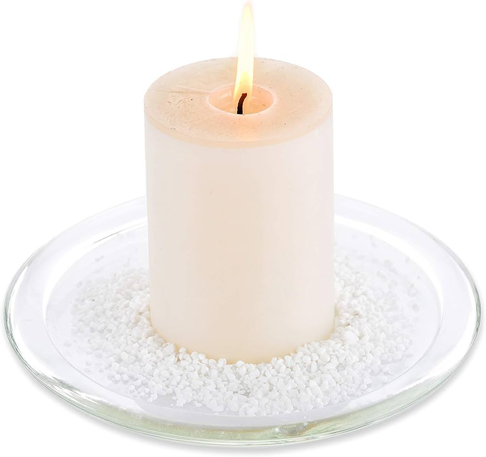 Nuptio Glass Candle Tray Round Clear Pillar Candle Holder Large Plate for Wedding Centerpieces - ... | Amazon (US)