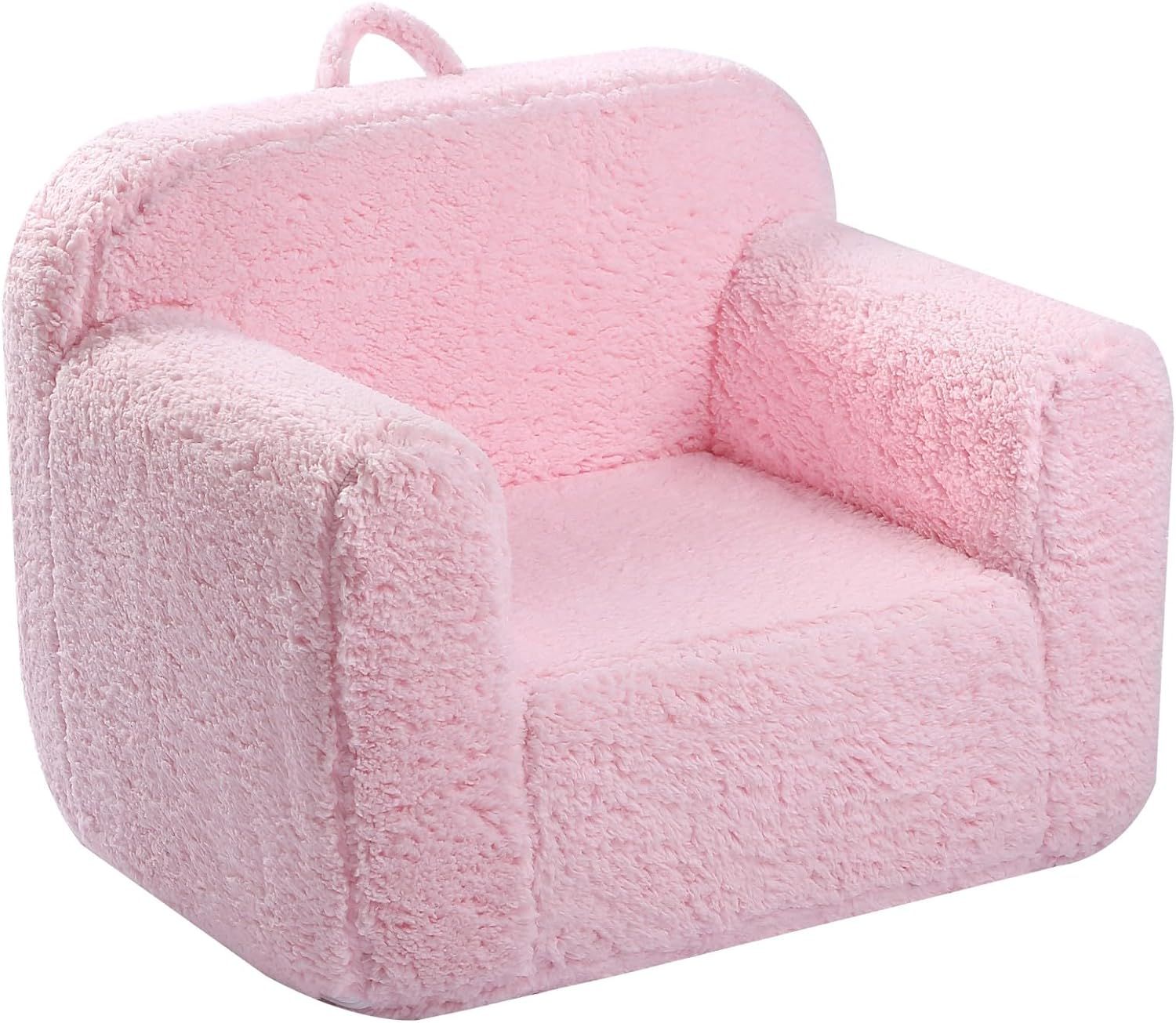 Kids Snuggly-Soft Sherpa Chair, Cuddly Toddler Foam Chair for Boys and Girls, Pink | Amazon (US)