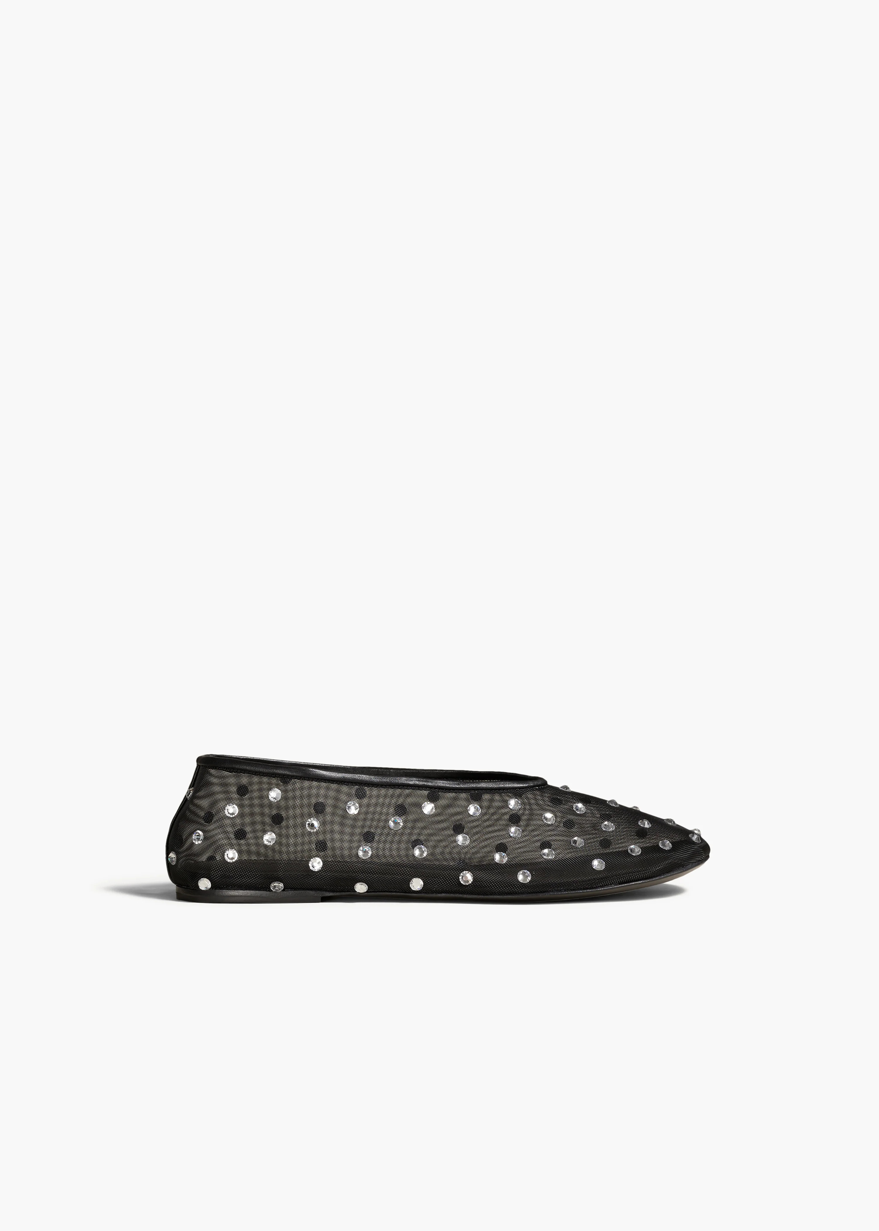 Marcy Flat in Black Mesh with Crystals | Khaite