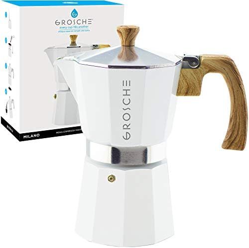 GROSCHE Milano Stovetop Espresso Maker Moka Pot 6 espresso Cup - 9.3 oz, White - Cuban Coffee Mak... | Amazon (US)
