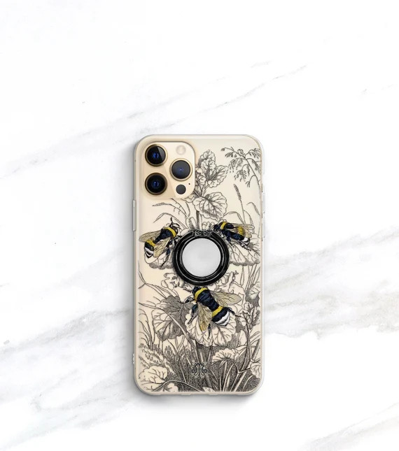 Bee Botanical Clear Phone Case and Ring Grip Holder for Iphone | Etsy | Etsy (DACH)