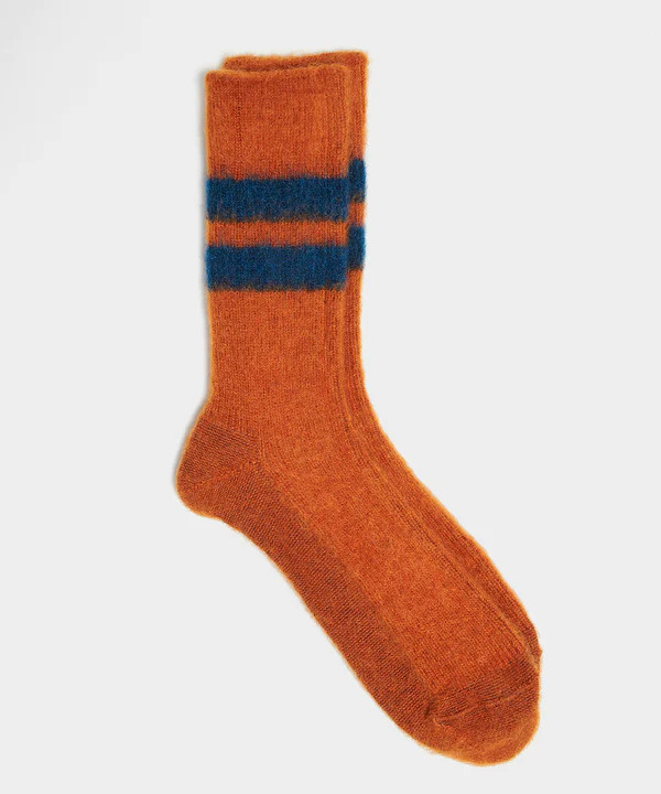 RoToTo Reversible Brushed Mohair Sock in Orange | Todd Snyder