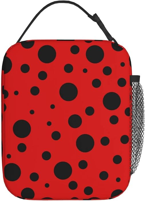 YETTA YANG Ladybug Black And Red Polka Dot Portable Lunch Bag Insulated Lunch Box Reusable Totes ... | Amazon (US)