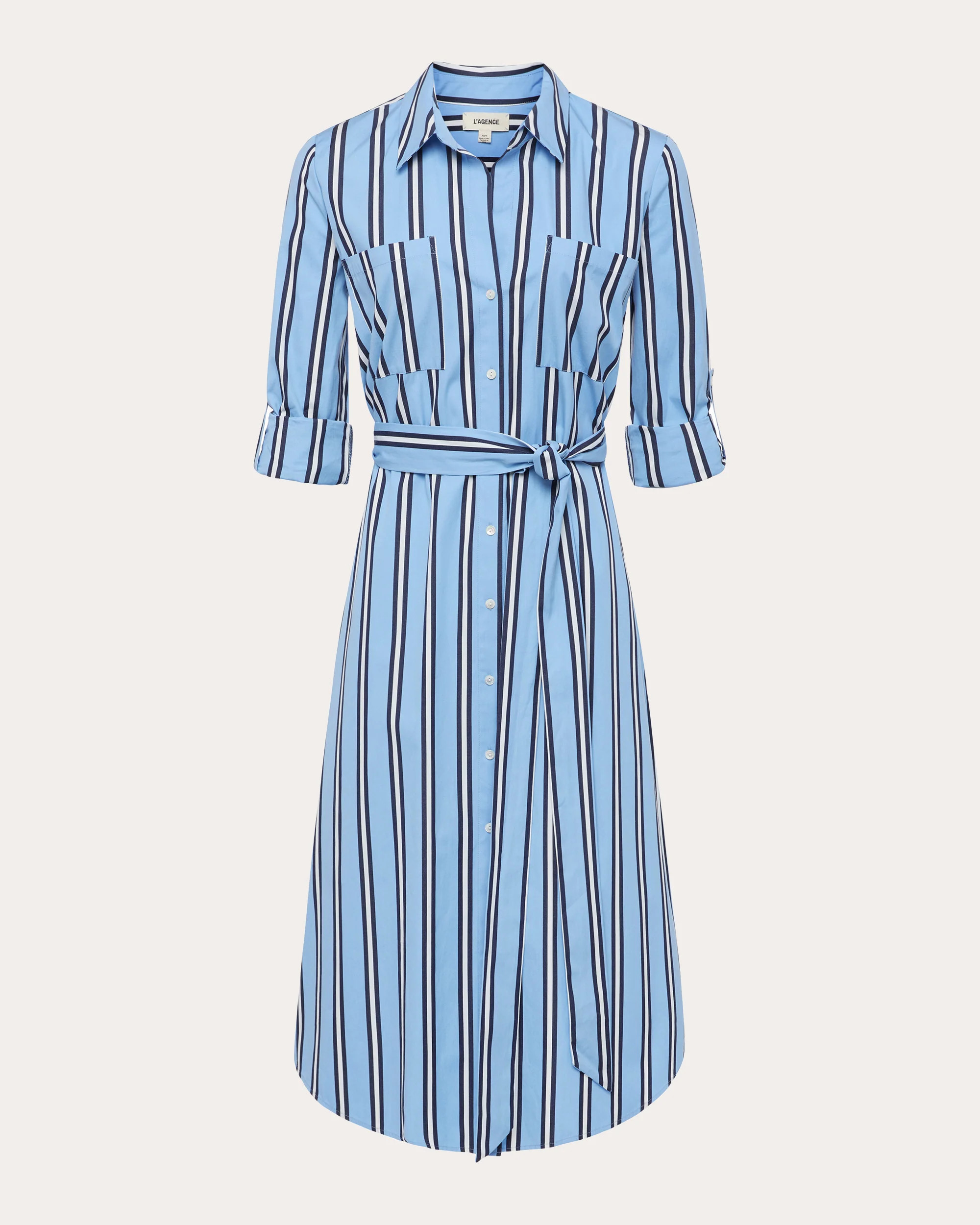 L'AGENCE Women's Jubilee Cotton Poplin Shirt Dress in Blue | Olivela