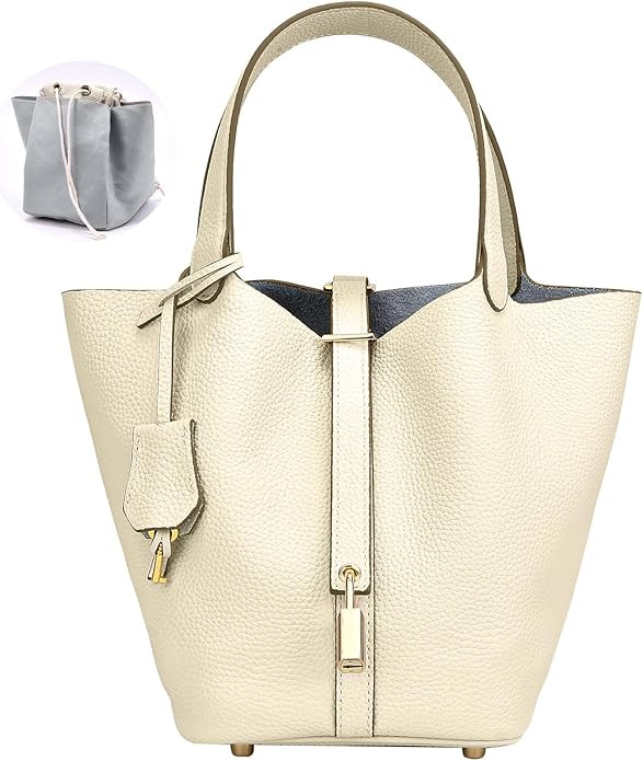 Designer Leather Bucket Bags for Women: Trendy Genuine Leather Tote Purses - Luxury Satchel Top-H... | Amazon (US)