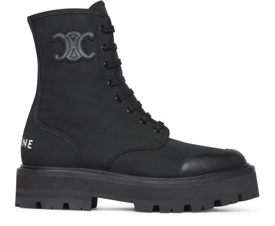 Celine bulky laced up boot in nylon and shiny bull - CELINE | 24S (APAC/EU)