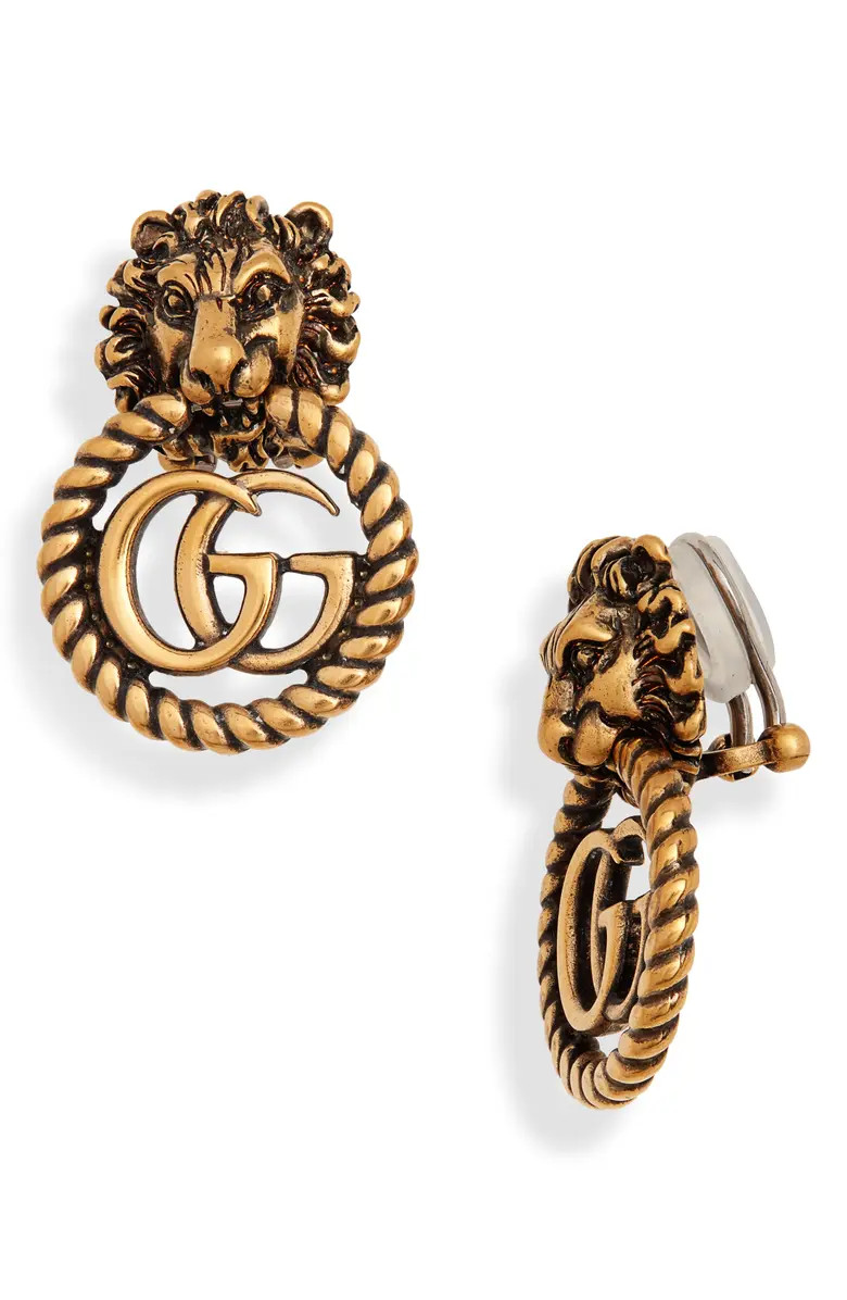 Lion Head Double-G Clip-On Earrings | Nordstrom