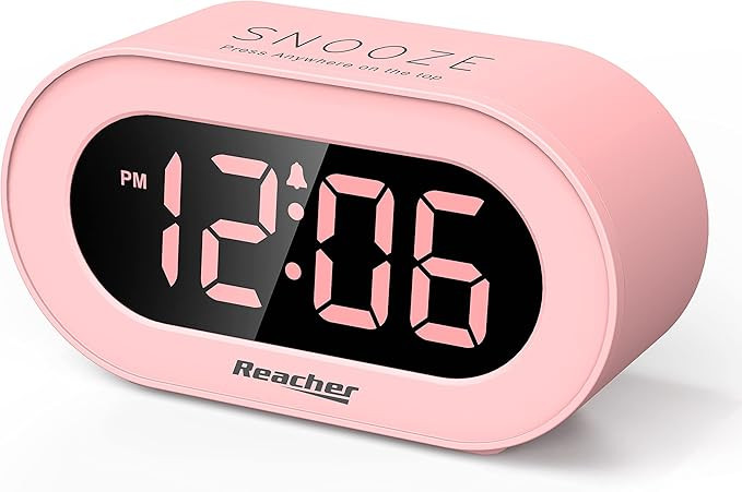 REACHER Pink Girls Alarm Clock for Kids Bedroom, Dimmable LED Digital Display, Outlet Powered, Ad... | Amazon (US)