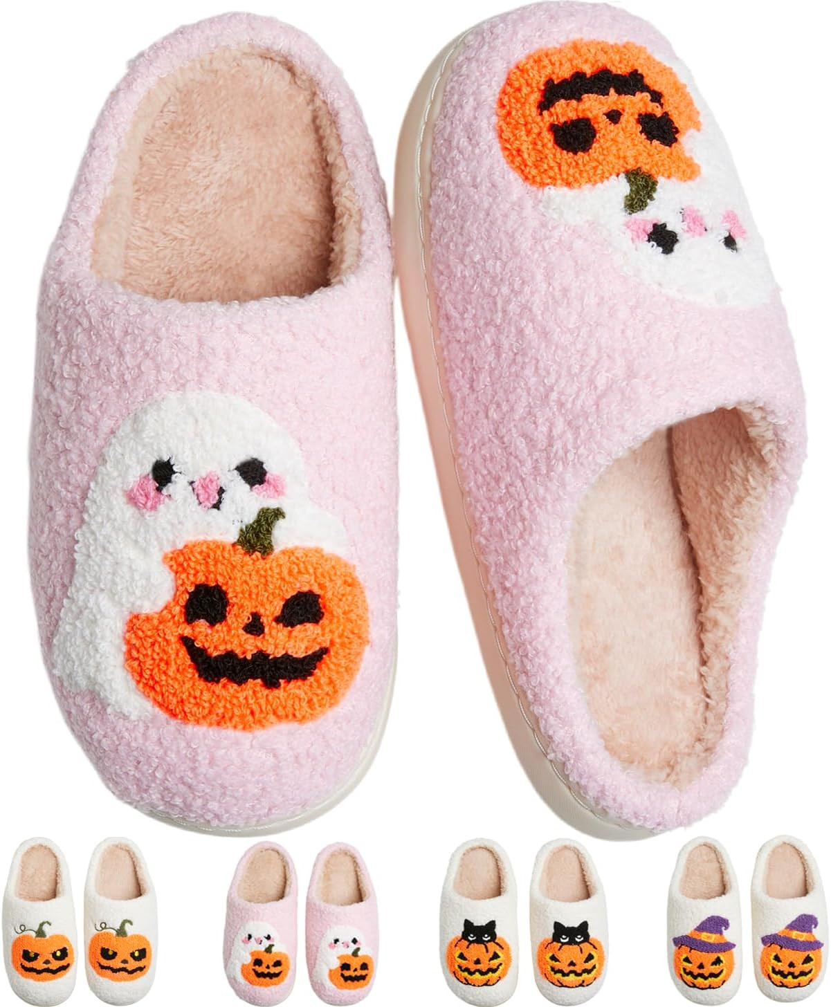 Cute Fuzzy House Slippers for Women Men Non-Slip Memory Foam Shoes | Amazon (US)