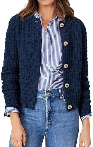 PRETTYGARDEN Women's Knit Cardigan Sweaters Casual Long Sleeve Open Front Button Down Trendy Jack... | Amazon (US)