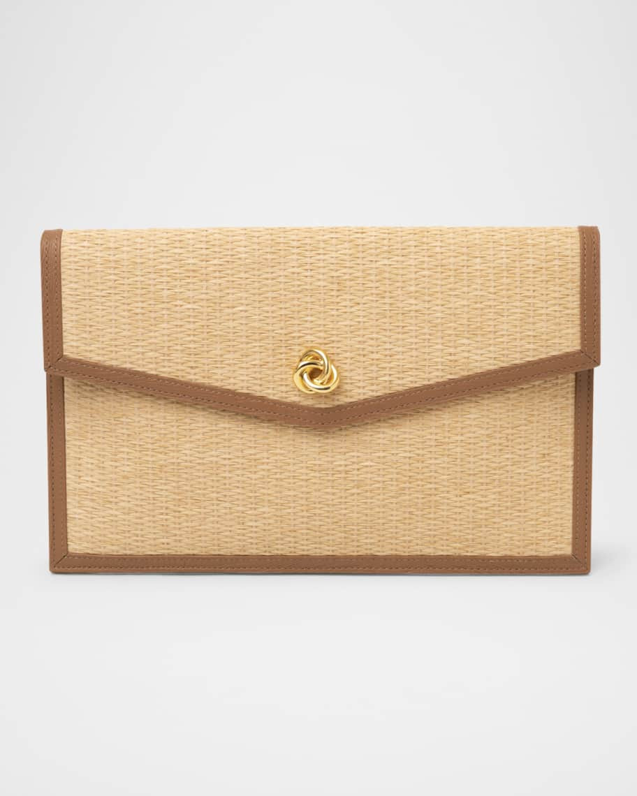 MICHELLE WILHITE Brick Envelope Woven Clutch Bag | Neiman Marcus