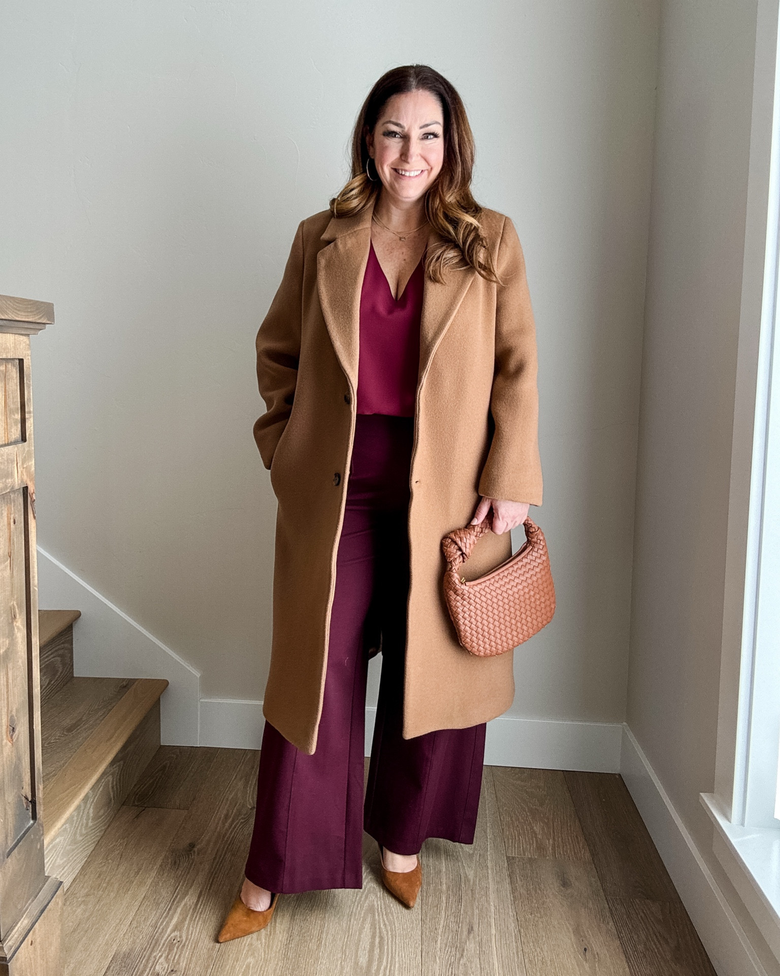 Winter workwear with monochromatic burgundy from old navy and Gibsonlook. Use code RYANNE10 for 10% off blouse Pants tts, Large regular// blouse, L // jacket, large size down if inbetween

#LTKSeasonal #LTKWorkwear #LTKMidsize
