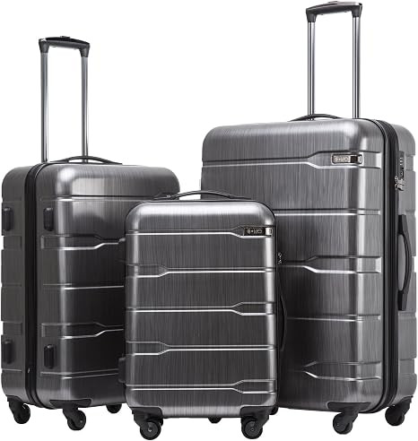 Coolife Luggage Expandable 3 Piece Sets PC+ABS Spinner Suitcase 20 inch 24 inch 28 inch (Charcoal... | Amazon (US)