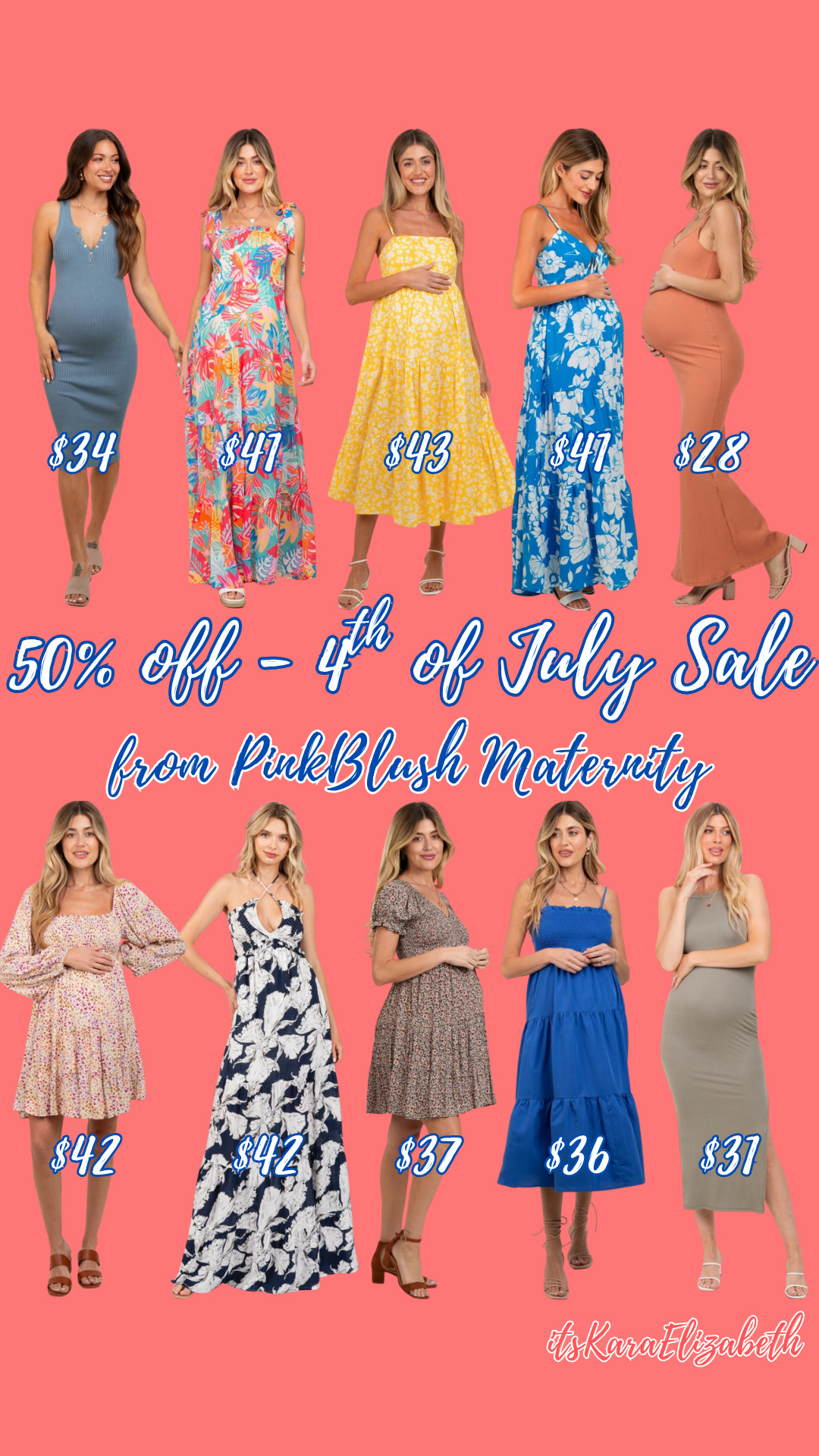 50% off all of these (and more!) gorgeous dresses at PinkBlush Maternity as part of their 4th of July Sale! Don't miss out on these great deals. You deserve to feel beautiful, mama! #pinkblushmaternity 

 #LTKSaleAlert #LTKFindsUnder50 #LTKBump